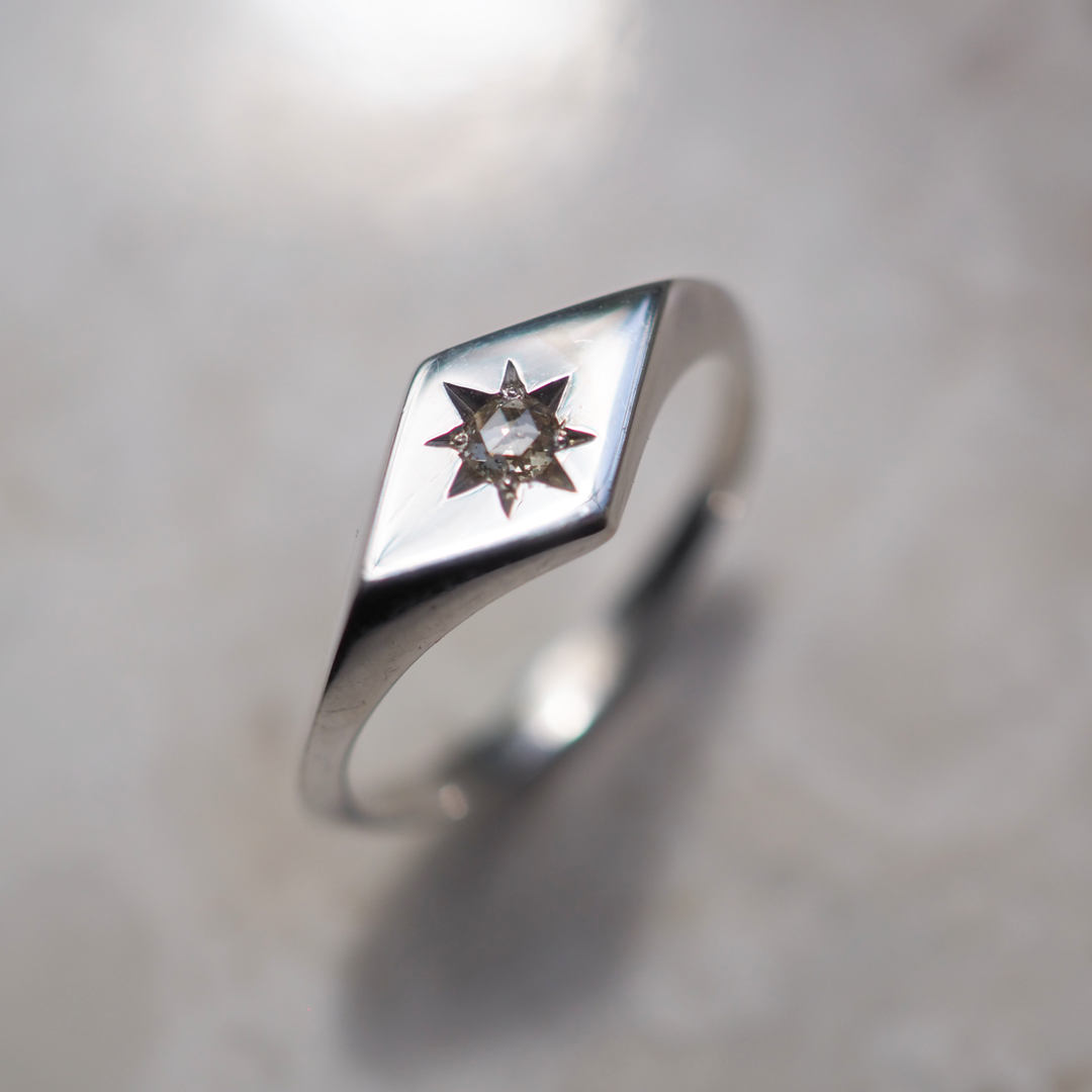 Champagne Diamond Kite Signet Ring - End of Line