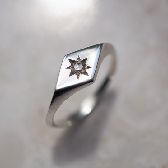 Champagne Diamond Kite Signet Ring - End of Line