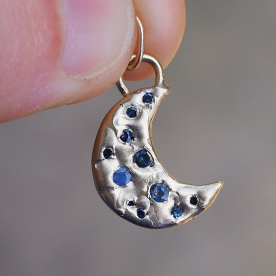 Sapphire Moon Pendant - 0.53ct Australian Sapphires - 9ct Yellow Gold