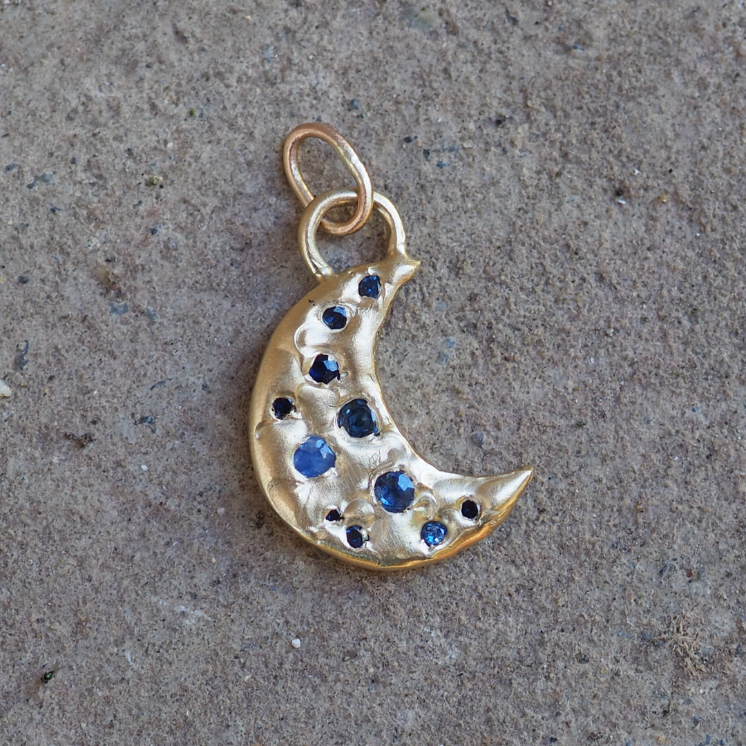 Sapphire Moon Pendant - 0.53ct Australian Sapphires - 9ct Yellow Gold