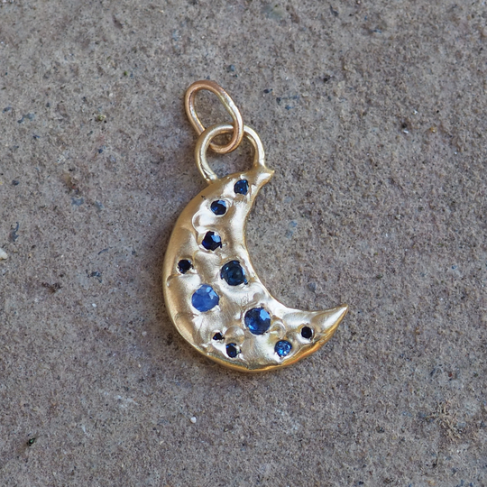 Sapphire Moon Pendant - 0.53ct Australian Sapphires - 9ct Yellow Gold