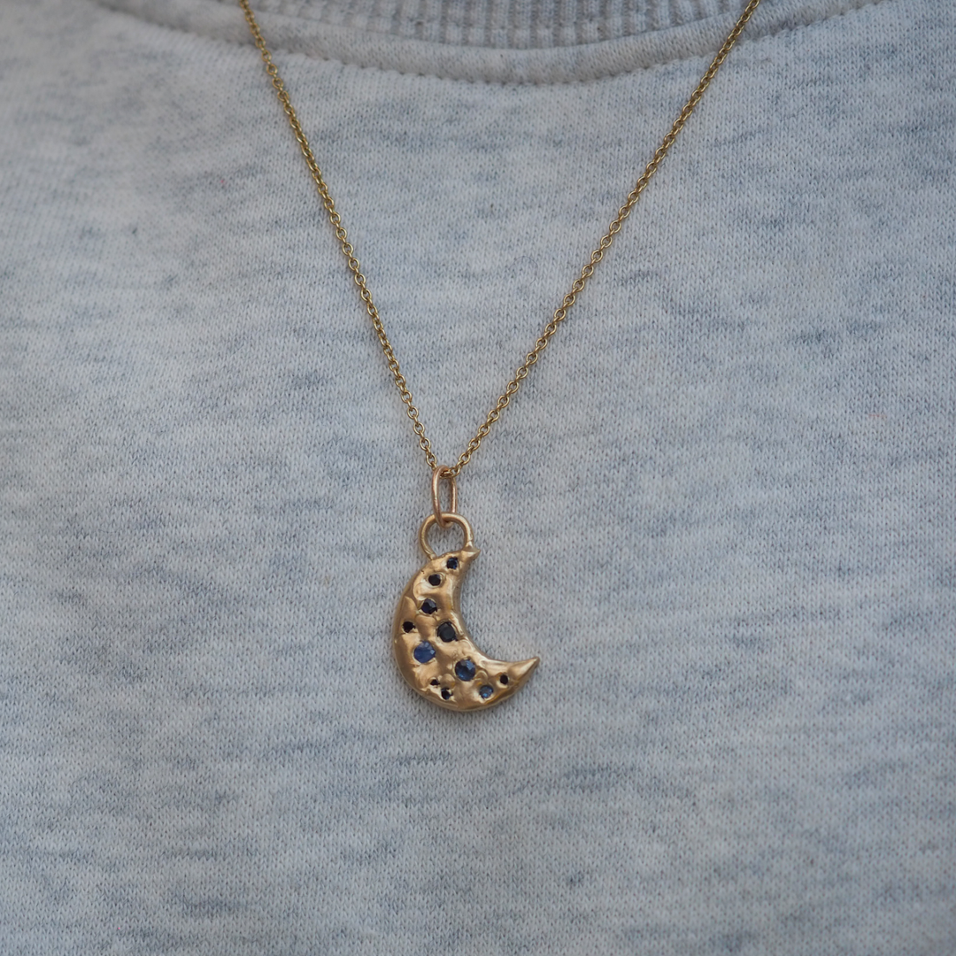 Sapphire Moon Pendant - 0.53ct Australian Sapphires - 9ct Yellow Gold