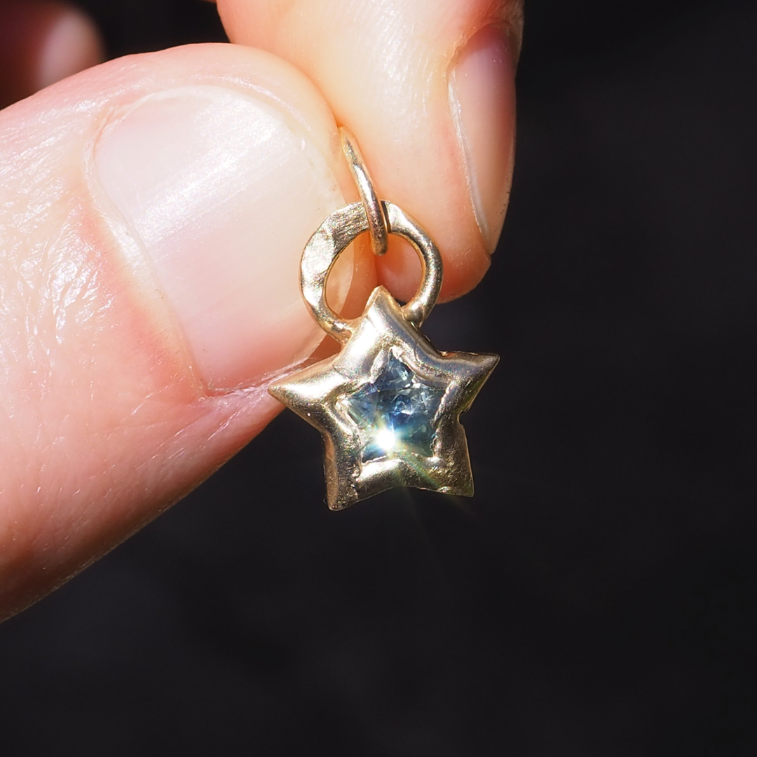 Sapphire Star Pendant - 0.60ct Montana Teal Sapphire - 9ct Yellow Gold