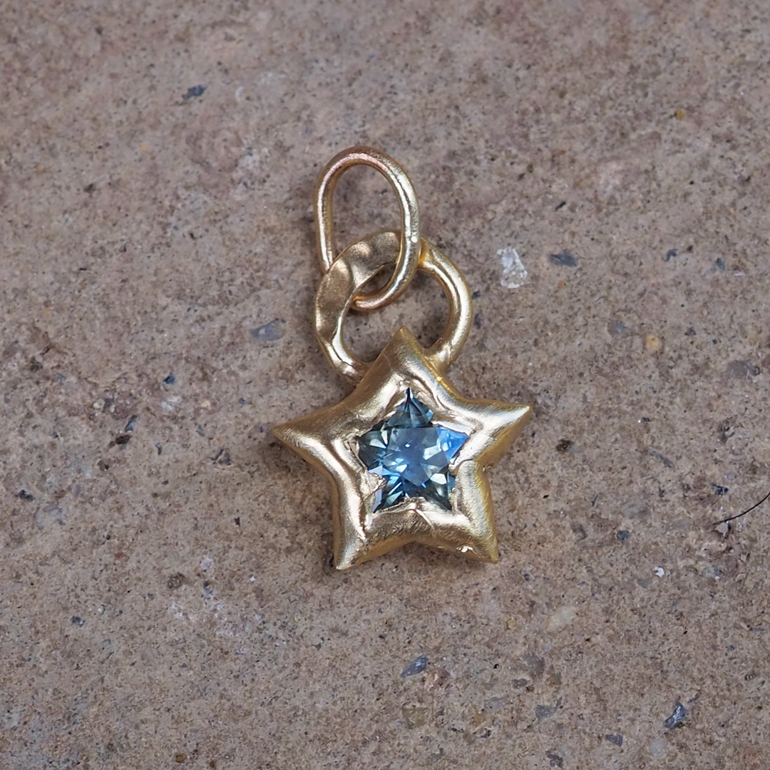 Sapphire Star Pendant - 0.60ct Montana Teal Sapphire - 9ct Yellow Gold