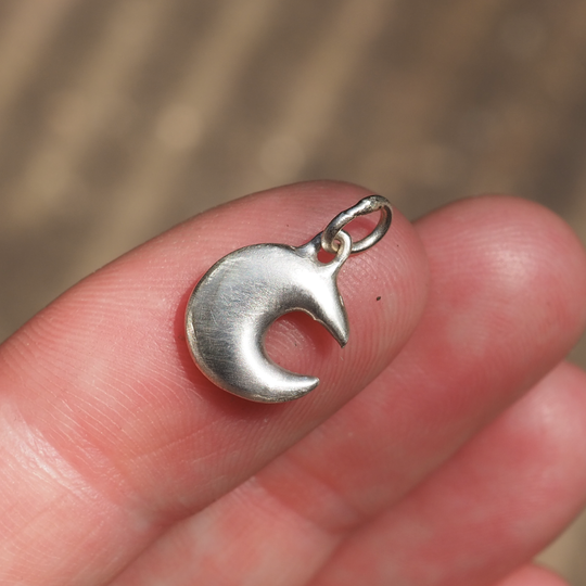 Celestial Puffy Moon Pendant - 9ct White Gold