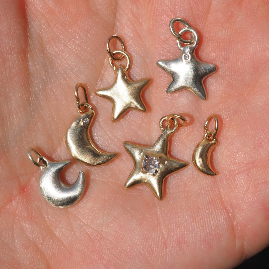 Diamond Puffy Star Pendant - 9ct White Gold