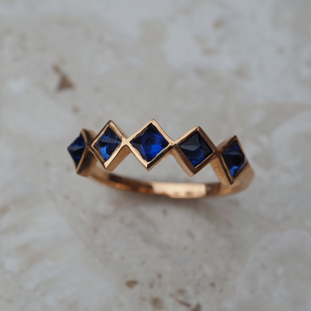 Blue Sapphire Fan Eternity Ring