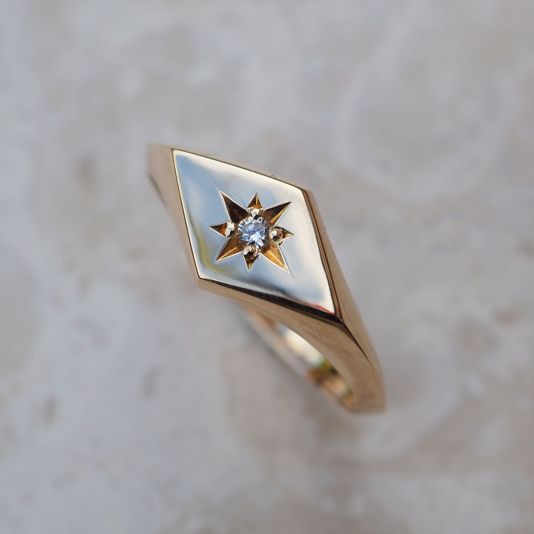 Diamond Kite Signet Ring