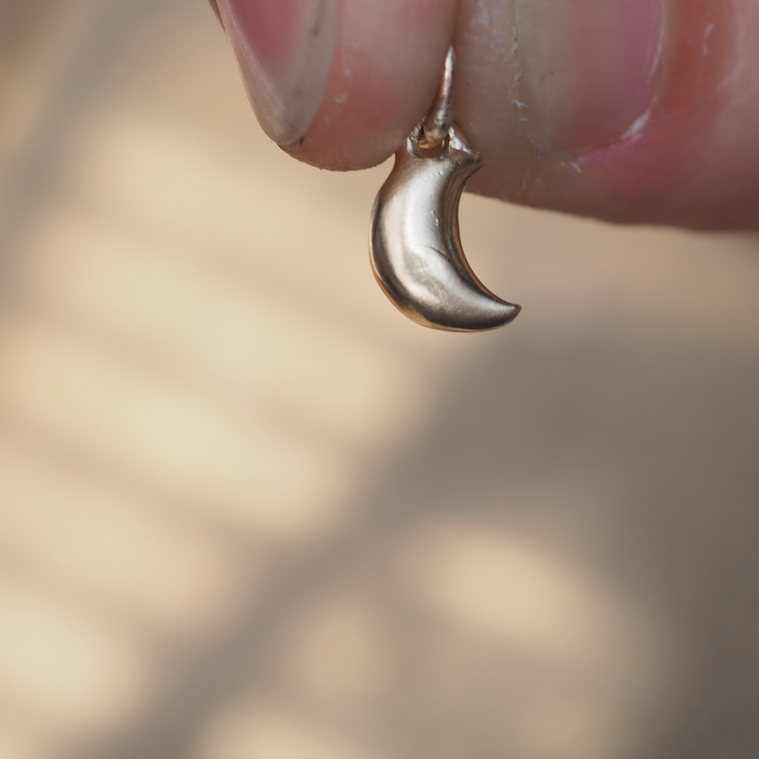 Celestial Puffy Moon Pendant - 9ct Yellow Gold