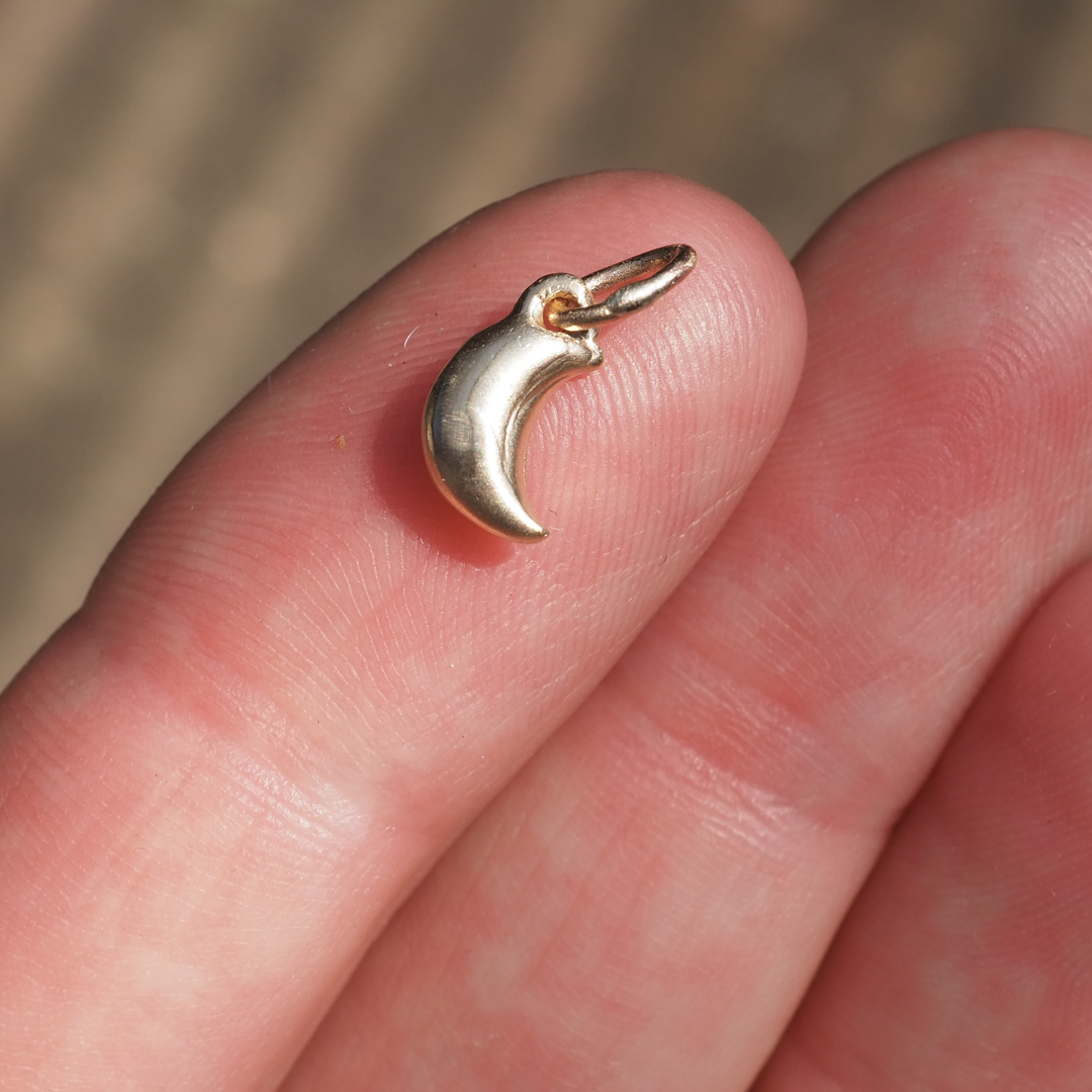 Celestial Puffy Moon Pendant - 9ct Yellow Gold