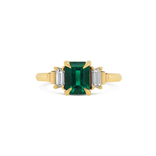 Moss Ring - 14ct Yellow Gold - 0.91ct Emerald