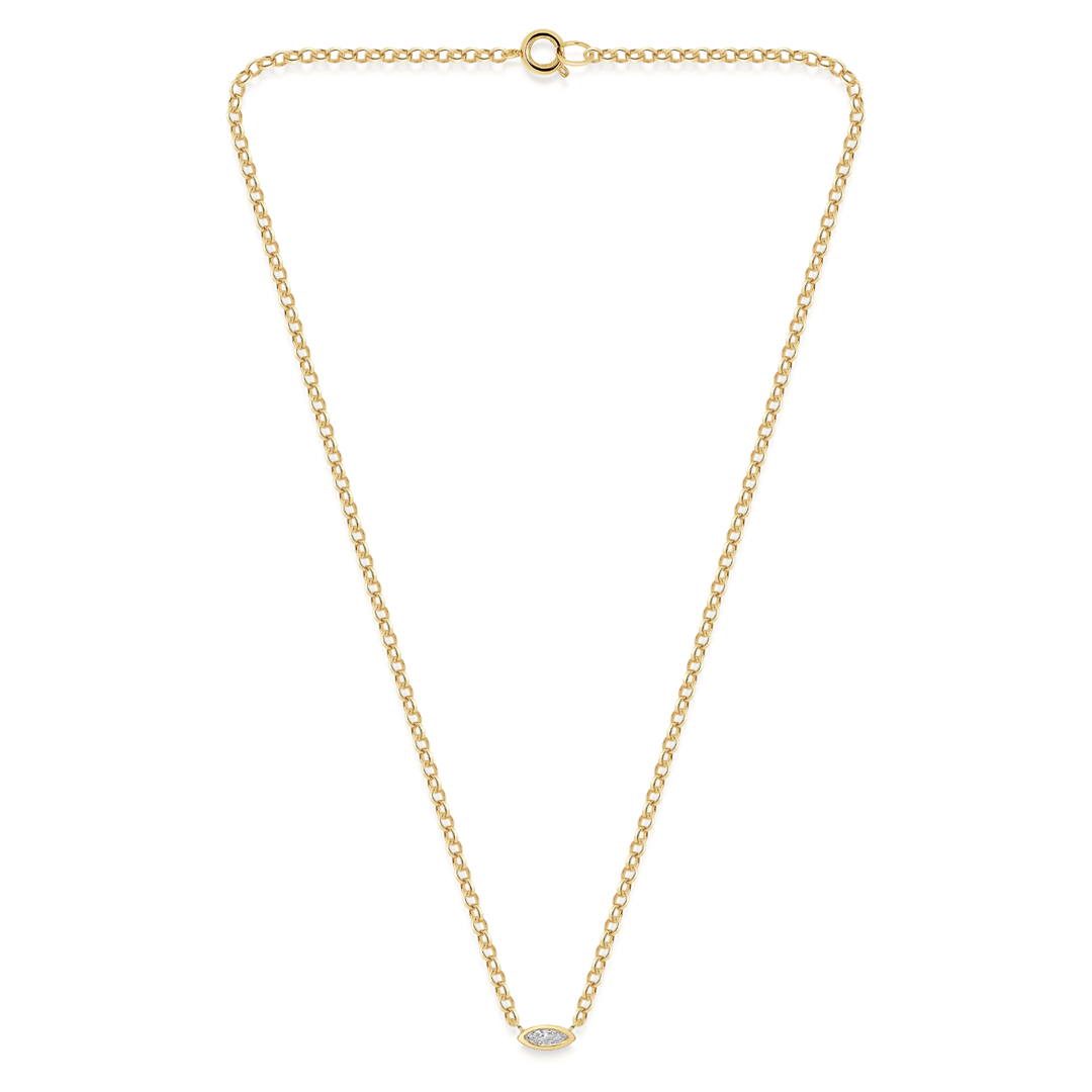Horizon Diamond Necklace - 0.17ct Moval Cut Diamond - 9ct Yellow Gold