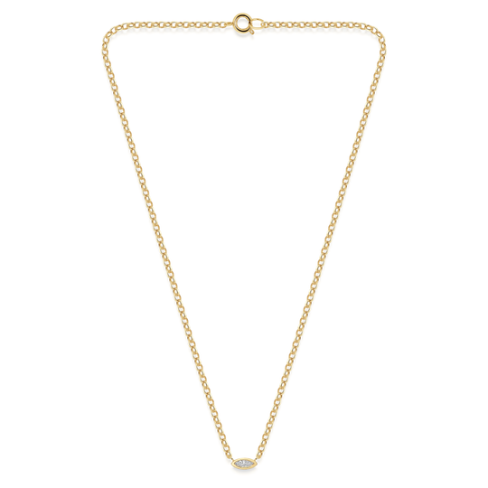 Horizon Diamond Necklace - 0.17ct Moval Cut Diamond - 9ct Yellow Gold