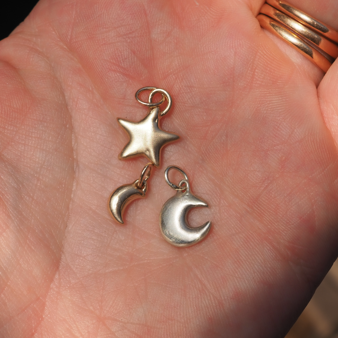 Celestial Puffy Star Pendant - 9ct Yellow Gold