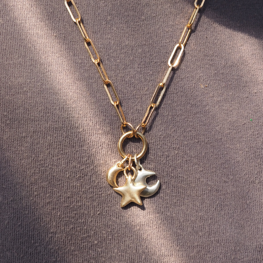 Celestial Puffy Star Pendant - 9ct Yellow Gold