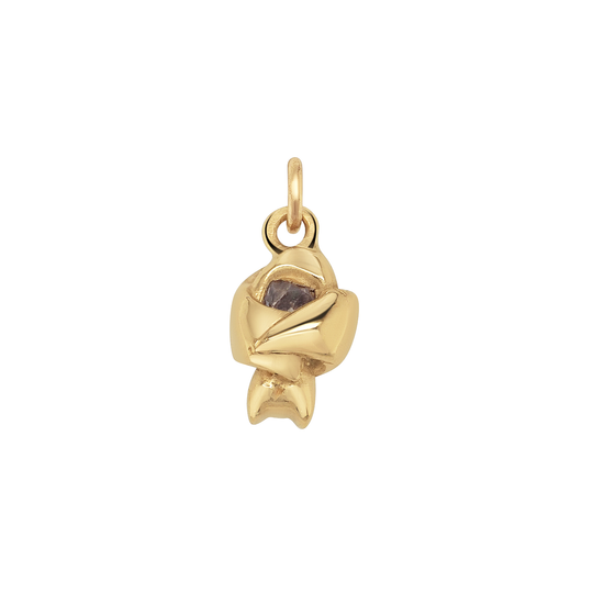 Sleeping Bat Charm - 0.36ct Reclaimed Diamond - 9ct Yellow Gold