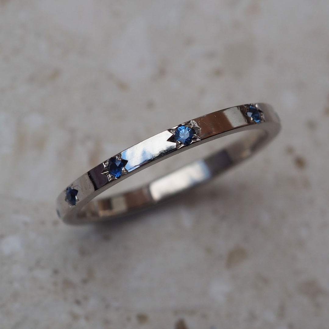 Sapphire Sunburst Eternity Ring