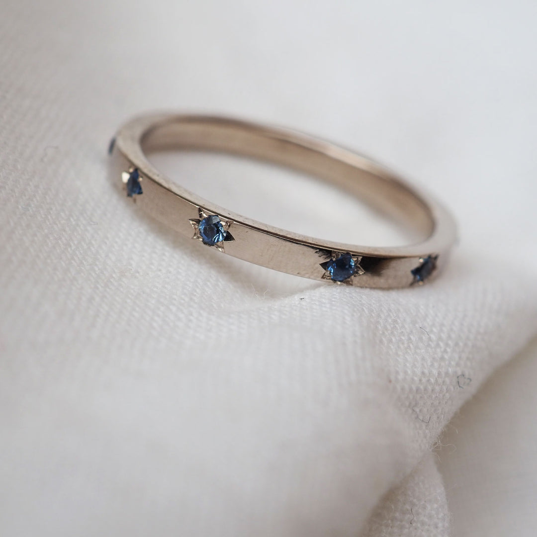 Sapphire Sunburst Eternity Ring