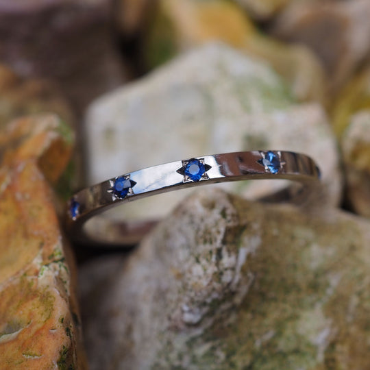 Sapphire Sunburst Eternity Ring