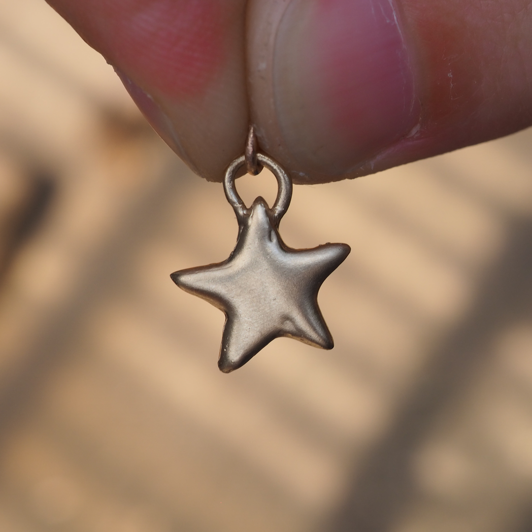 Celestial Puffy Star Pendant - 9ct Yellow Gold
