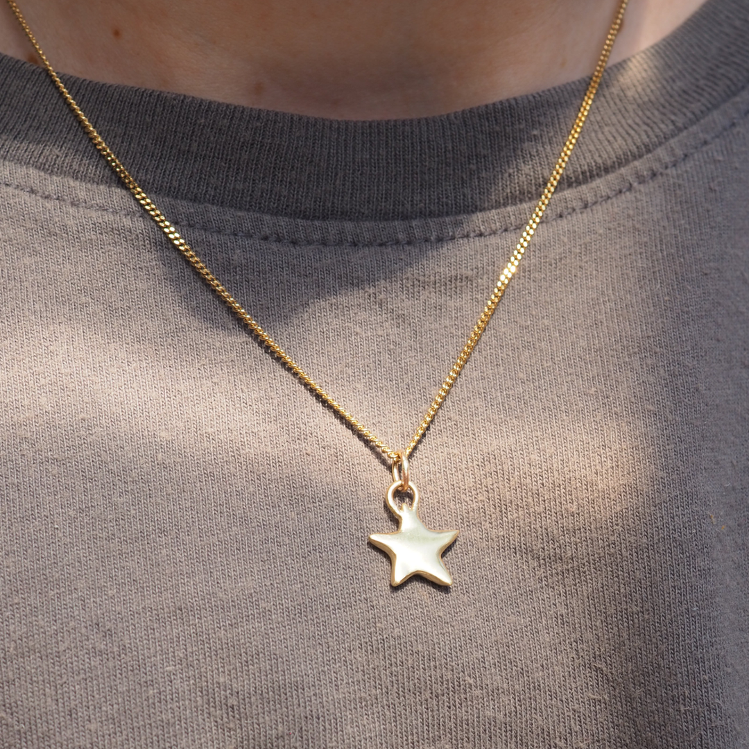 Celestial Puffy Star Pendant - 9ct Yellow Gold