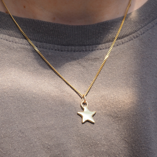 Celestial Puffy Star Pendant - 9ct Yellow Gold