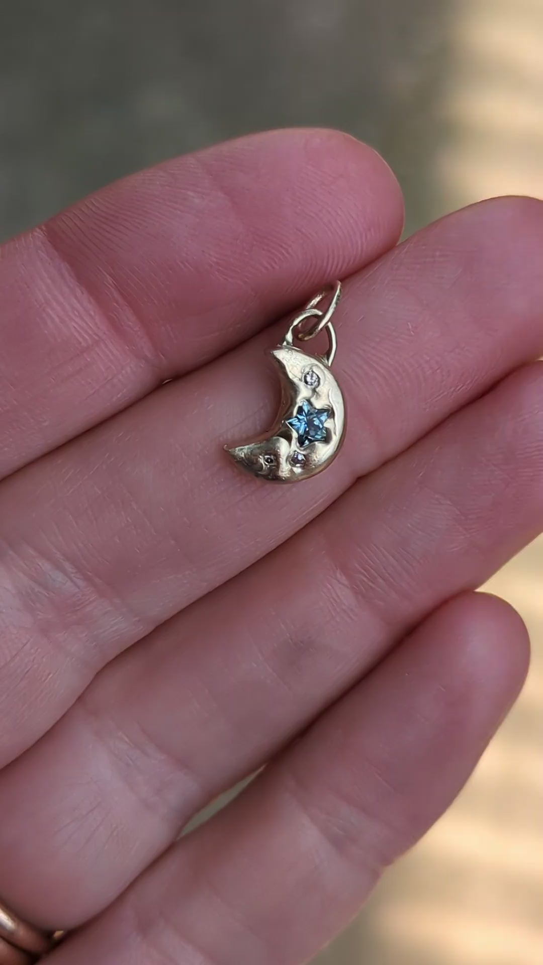 Star Crescent Moon Pendant - 0.21ct Montana Star Sapphire - 9ct Yellow Gold