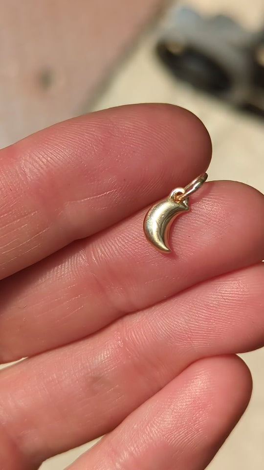 Celestial Puffy Moon Pendant - 9ct Yellow Gold