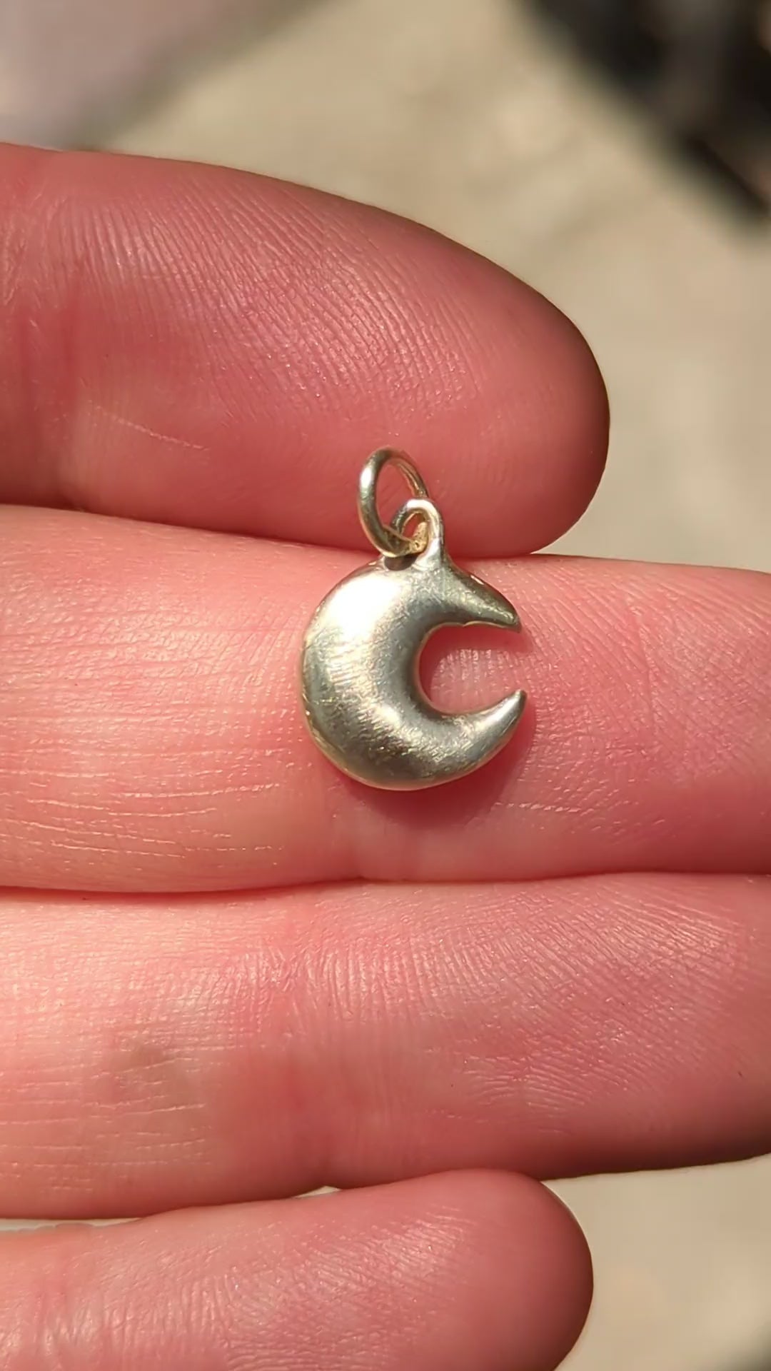 Celestial Puffy Moon Pendant - 9ct White Gold