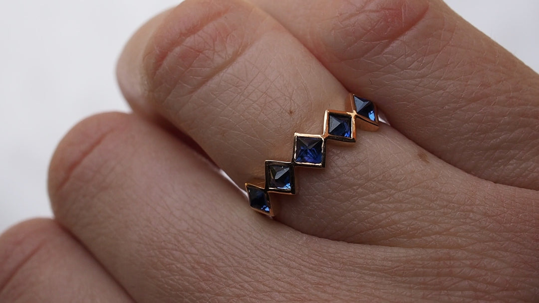 Blue Sapphire Fan Eternity Ring