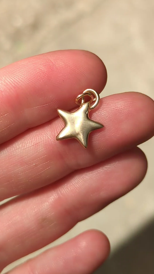 Celestial Puffy Star Pendant - 9ct Yellow Gold