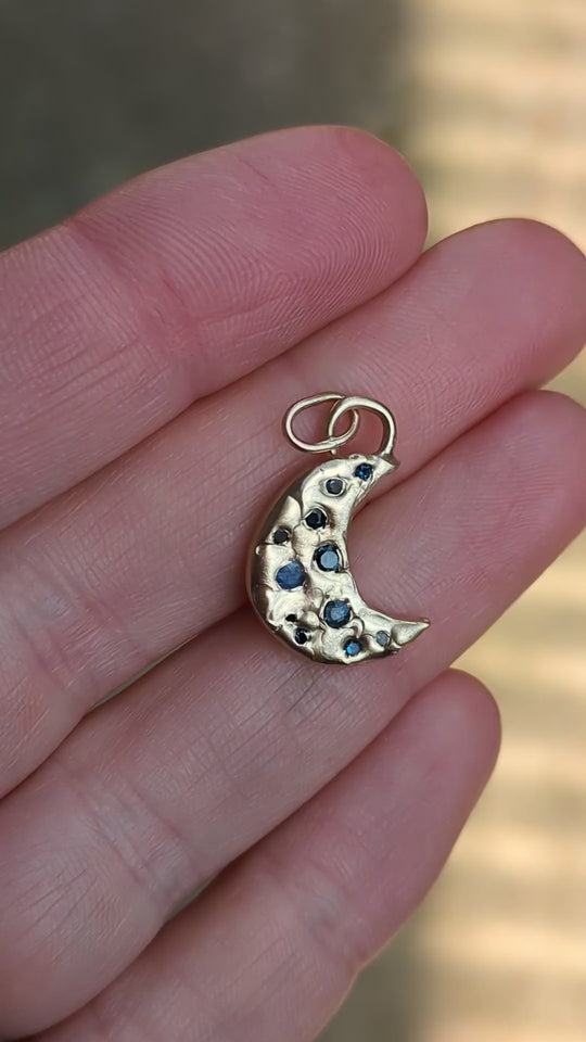Sapphire Moon Pendant - 0.53ct Australian Sapphires - 9ct Yellow Gold