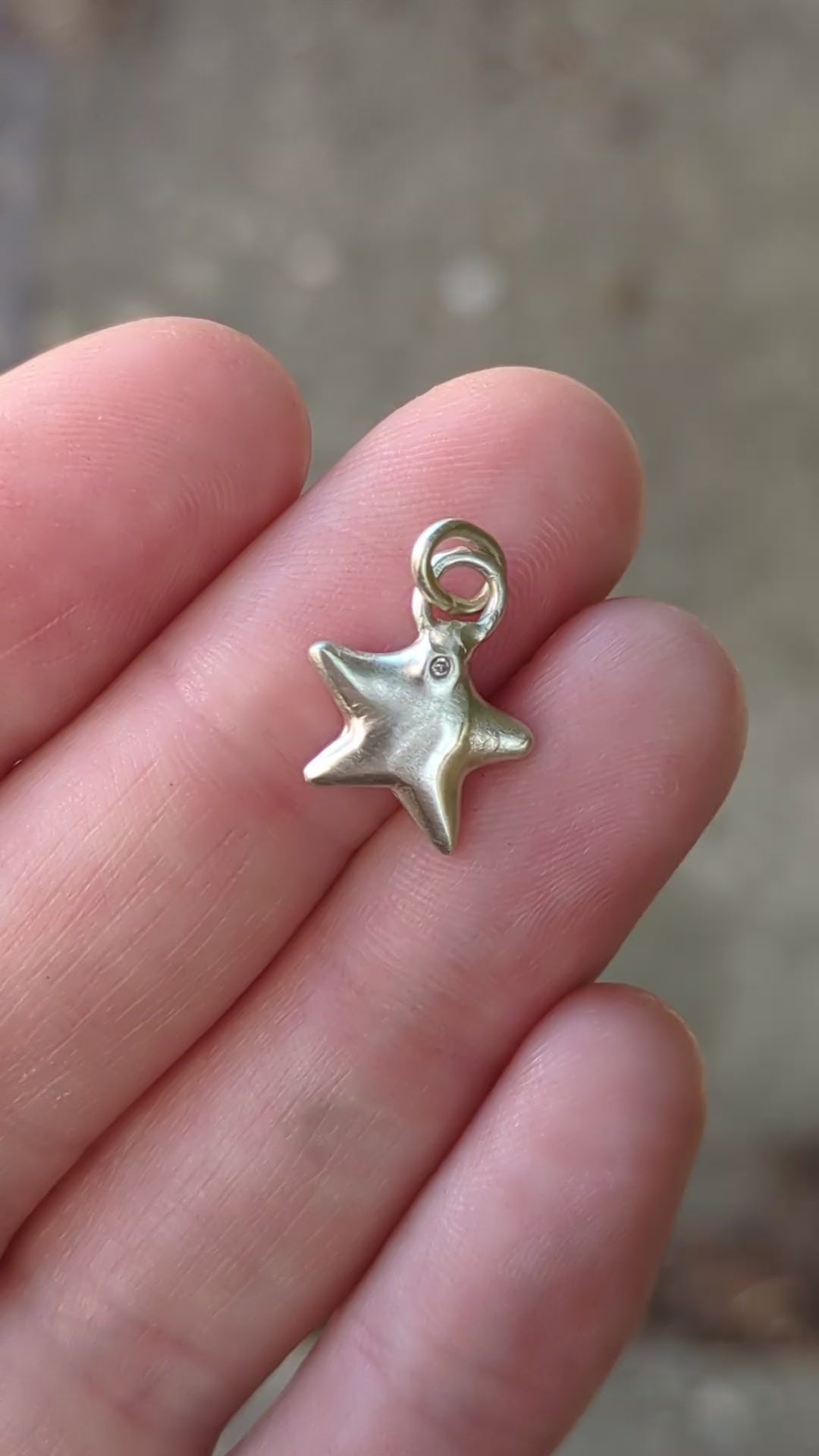 Diamond Puffy Star Pendant - 9ct White Gold