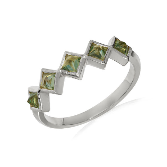 Green Sapphire Fan Eternity Ring