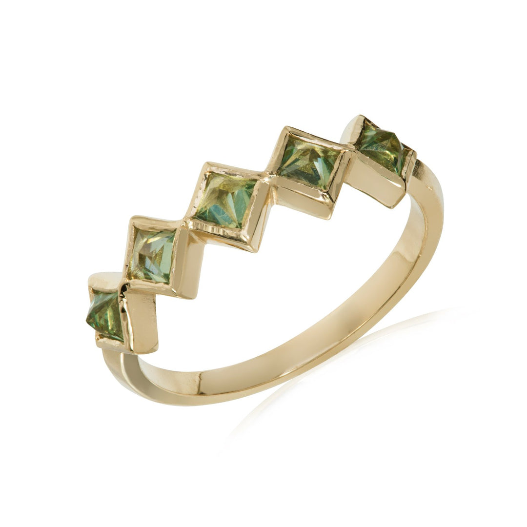 Green Sapphire Fan Eternity Ring